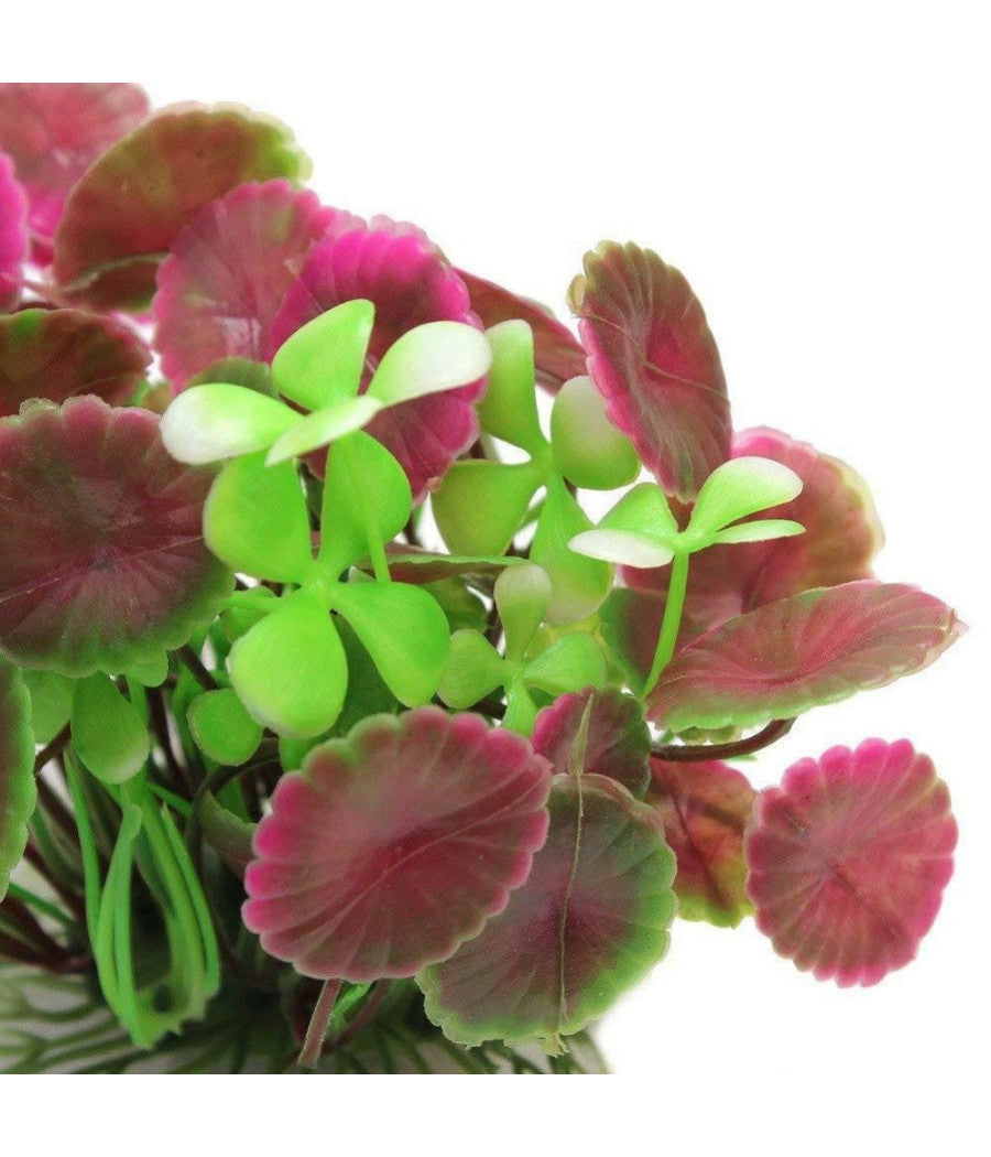 Pianta Piantina Artificiale Per Acquario Piante Finte Plastica Foglie Loto Bello         