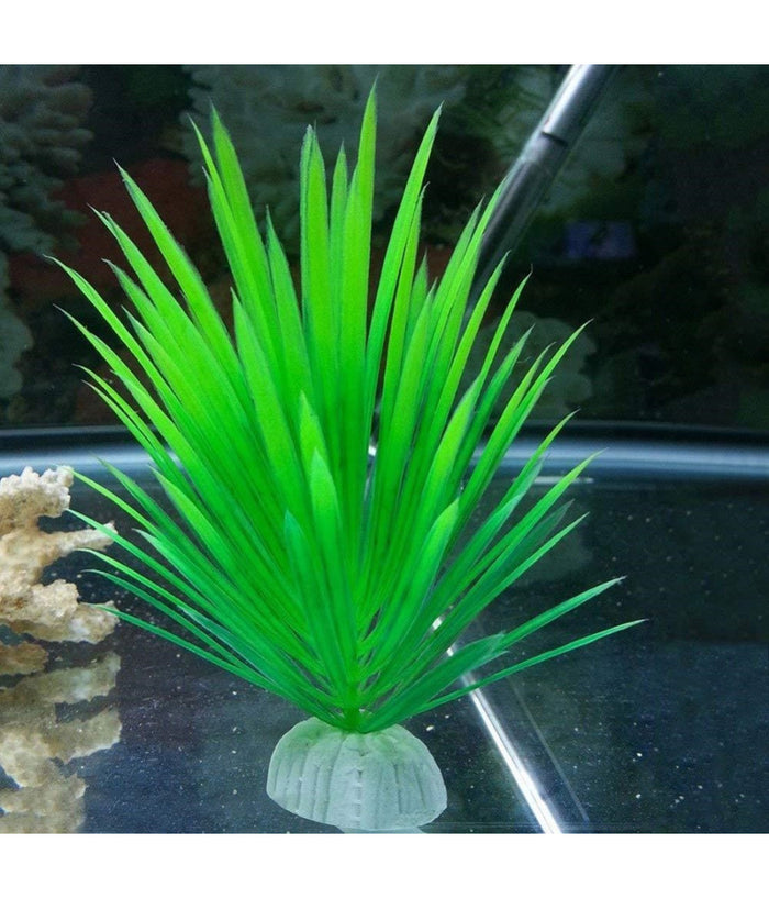 Pianta Piantina Artificiale Per Acquario Piante Finte Plastica Verde A Punta         