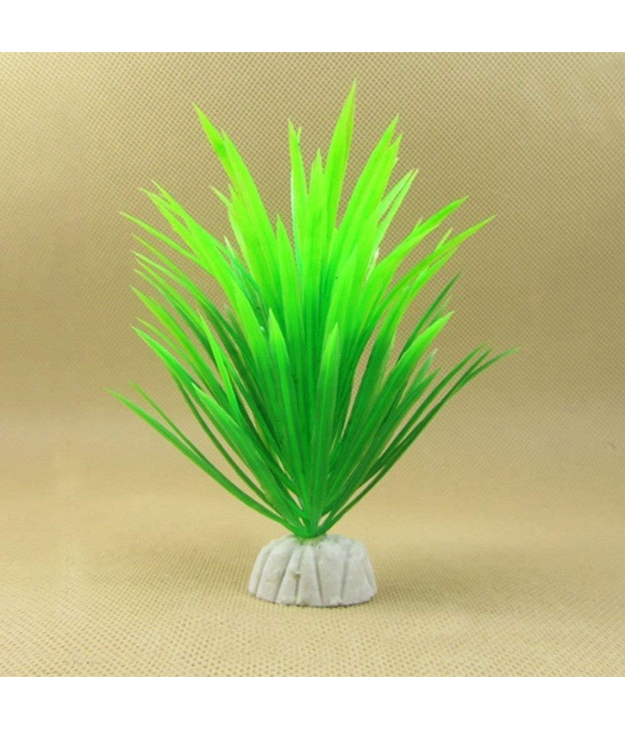 Pianta Piantina Artificiale Per Acquario Piante Finte Plastica Verde A Punta         