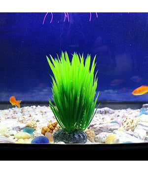 Pianta Piantina Artificiale Per Acquario Piante Finte Plastica Verde A Punta         