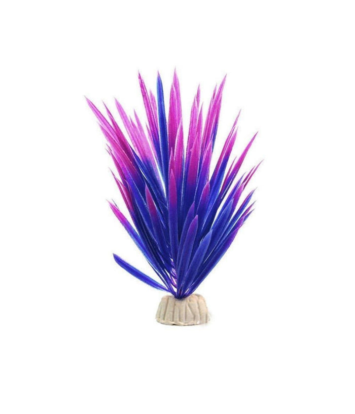 Pianta Piantina Artificiale Per Acquario Piante Finte Plastica Viola Blu Punta         