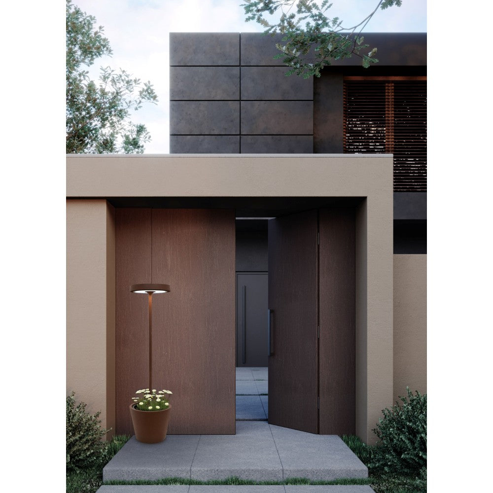 Poldina Reverso Solar L Corten - Lampada a led da terra solare e ricaricabile 11,7W - Piantana da esterno e interno H.156cm