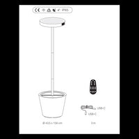 Poldina Reverso Solar L Salvia - Lampada a led da terra solare e ricaricabile 11,7W - Piantana da esterno e interno H.156cm