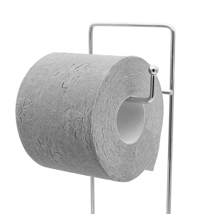 Piantana bagno portascopino e portarotolo cromata in acciaio