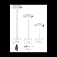 Barbell Solar RF - Lampada a led da terra solare e ricaricabile 65W - Piantana da esterno 3 altezze 156-113-70 cm Salvia