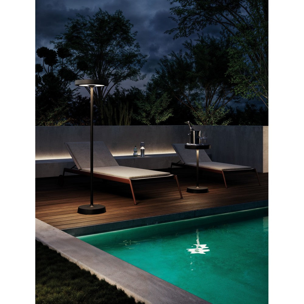 Barbell Solar RF - Lampada a led da terra solare e ricaricabile 65W - Piantana da esterno 3 altezze 156-113-70 cm Salvia