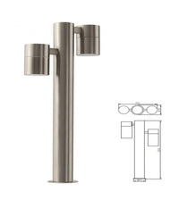 Trade Shop - Piantana Lampione Da Giardino 2 Lampade Agara 35w Gu10 Led Luci Vialetto Ip44 -