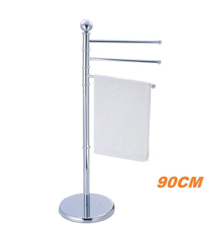 Piantana Porta Asciugamani Arredo Bagno 3 Bracci Metallo Cromato 90cm         