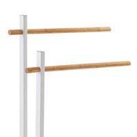 Piantana Porta Asciugamani Bianca con Bracci in Legno di Bambù