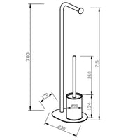 Piantana Porta Rotolo e Porta Scopino Nera Opaca Base Ovale