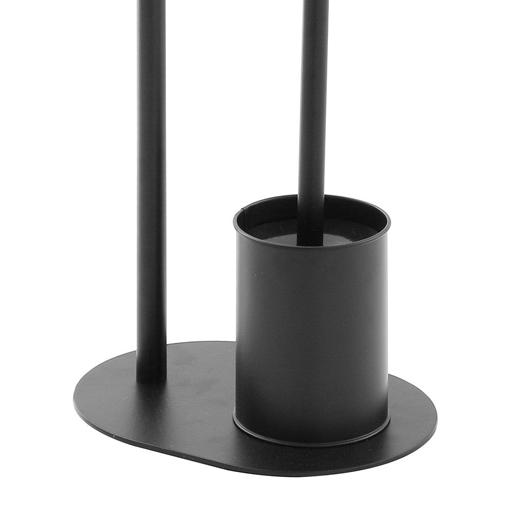 Piantana Porta Rotolo e Porta Scopino Nera Opaca Base Ovale