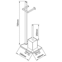 Piantana Portarotolo e Portascopino in Acciaio con Base Grigia in MDF