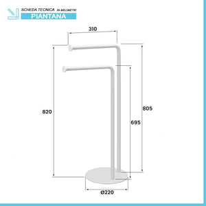 Piantana portasciugamani in acciaio bianco con braccia orientabili