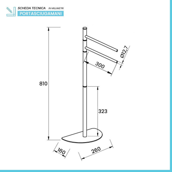 Piantana Portasciugamani Salvaspazio 2 Bracci Bianca