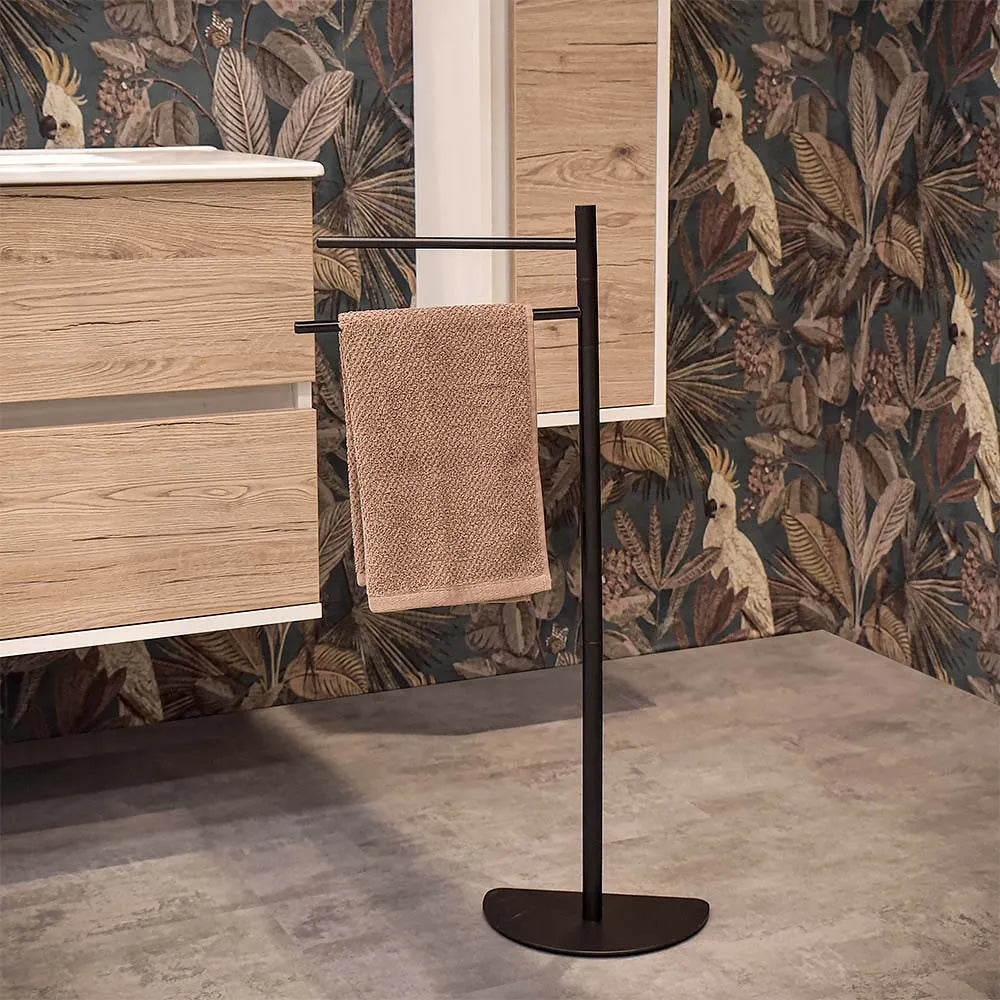 Piantana portasciugamani salvaspazio nero opaco braccia orientabili