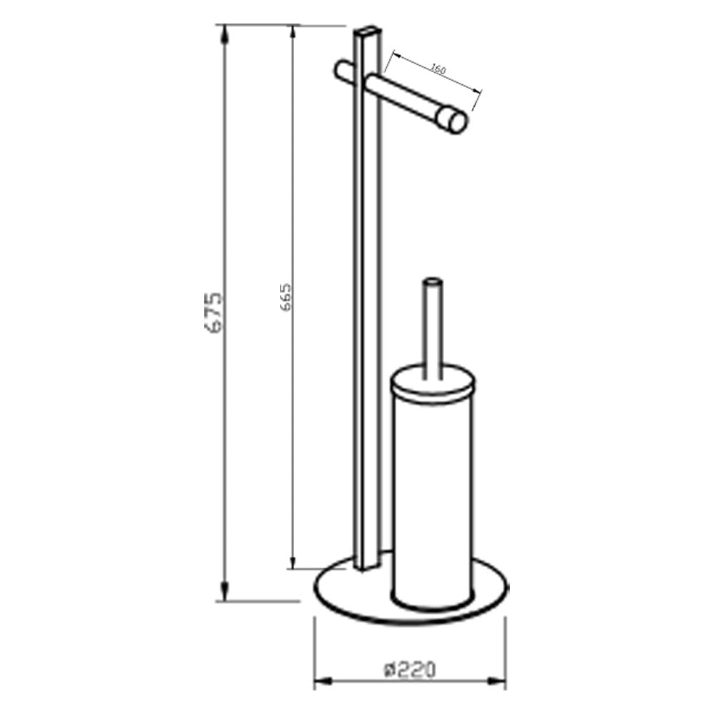 Piantana Portascopino e Portarotolo Nera  e Legno di Bambù