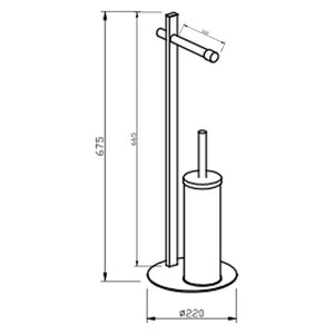 Piantana Portascopino e Portarotolo Nera  e Legno di Bambù