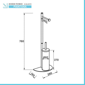Piantana Salvaspazio Bianca Portarotolo e scopino in Acciaio