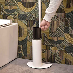 Piantana Salvaspazio Bianca Portarotolo e scopino in Acciaio