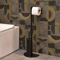 Piantana wc salvaspazio nero opaco con portarotolo e portascopino