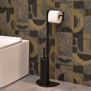 Piantana wc salvaspazio nero opaco con portarotolo e portascopino