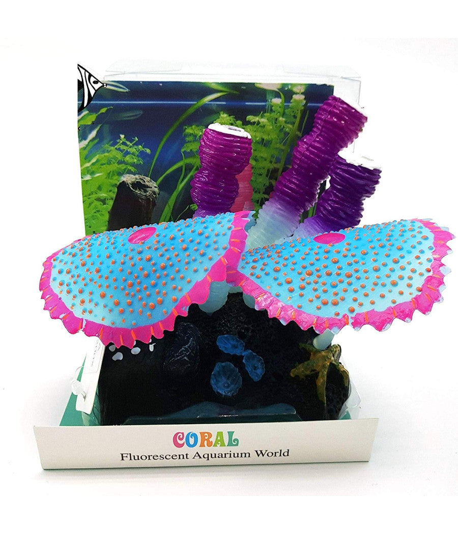 Piante Con Funghi Colorati Fluorescente 10x10cm  6587 Artificiali Acquario         