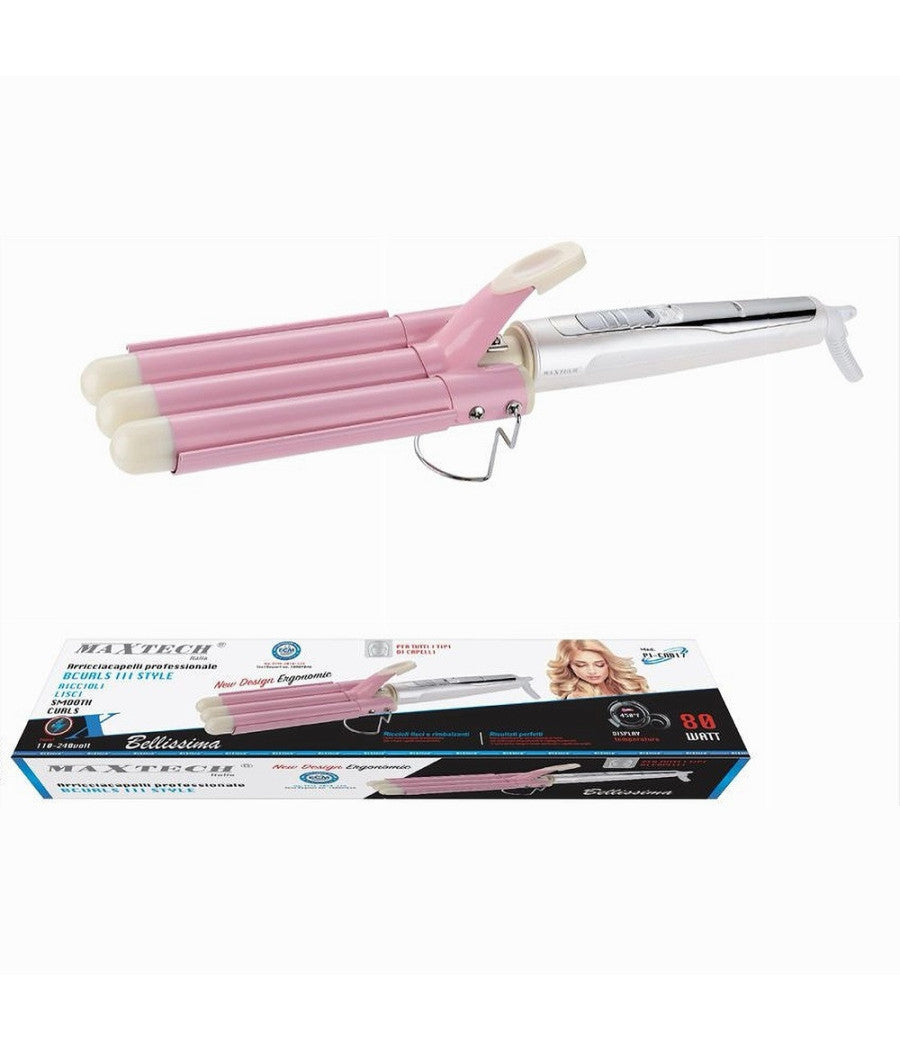 Piastra 80 Watt Capelli Ondulati 3 Tubi Effetto Onde Arricciacapelli Pi-ca017         