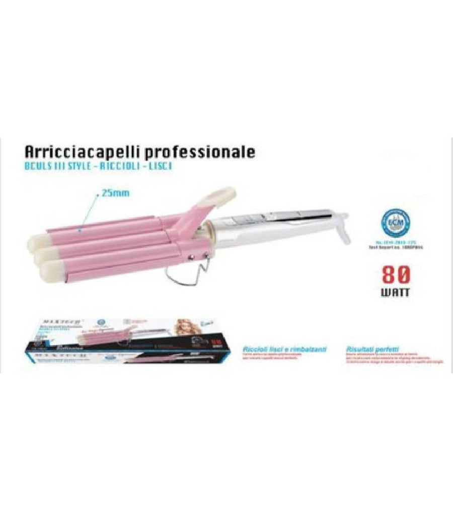 Piastra 80 Watt Capelli Ondulati 3 Tubi Effetto Onde Arricciacapelli Pi-ca017         