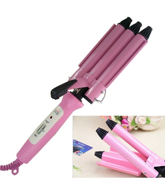 Piastra Arriccia Capelli A 3 Rami Ondulatore Triferro Rosa Da 40w Capelli Ricci         