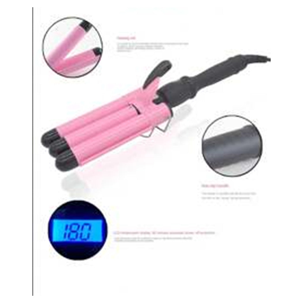 Trade Shop - Piastra Arricciacapelli A 3 Barili In Ceramica Tormalina Temperatura Regolabile         