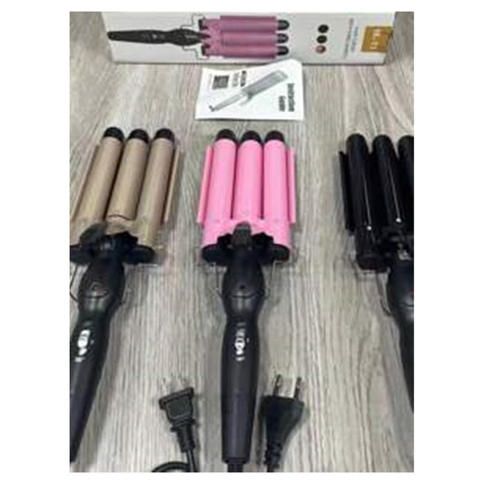 Trade Shop - Piastra Arricciacapelli A 3 Barili In Ceramica Tormalina Temperatura Regolabile         