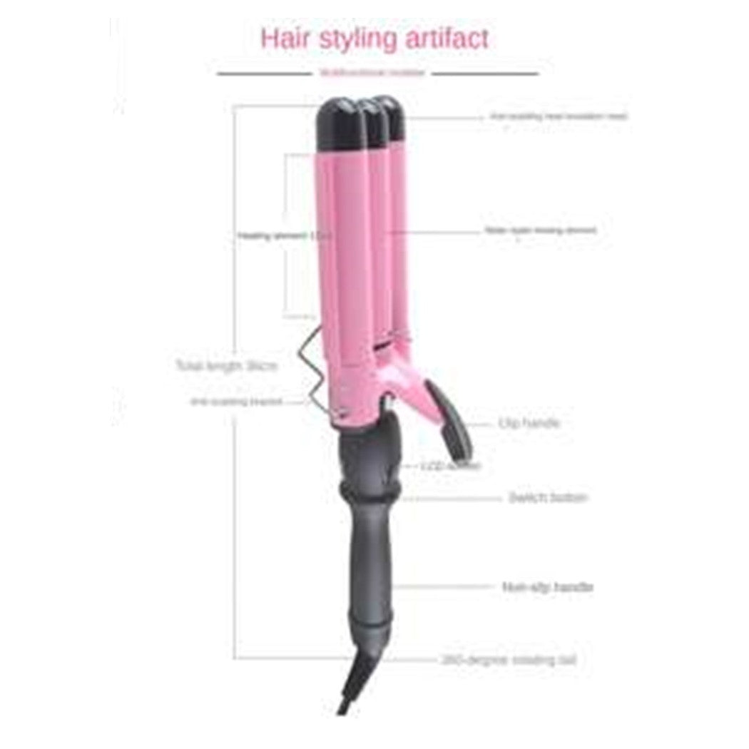 Trade Shop - Piastra Arricciacapelli A 3 Barili In Ceramica Tormalina Temperatura Regolabile         