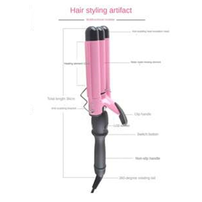 Trade Shop - Piastra Arricciacapelli A 3 Barili In Ceramica Tormalina Temperatura Regolabile         