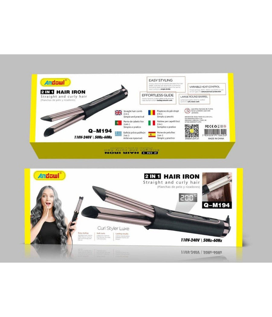 Piastra Capelli Arricciacapelli In Ceramica 2in1 Q-m194 Tecnologia Ad Aria Fredda         