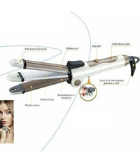Piastra Ceramica Arricciacapelli 3in1 Acconciatura Ricci Mossi Lisci Hairstyle         