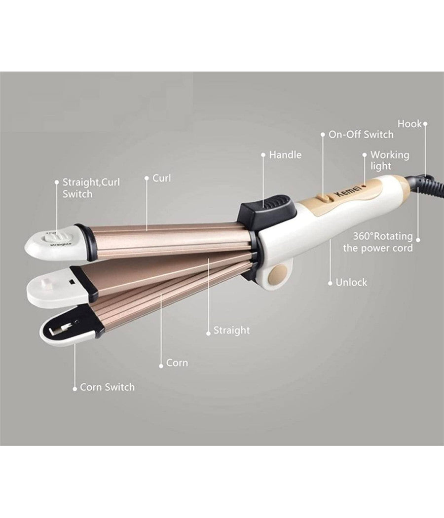 Piastra Ceramica Arricciacapelli 3in1 Acconciatura Ricci Mossi Lisci Hairstyle         