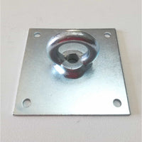 Piastra diritta 150x150mm in acciaio zincato con occhiolo saldato