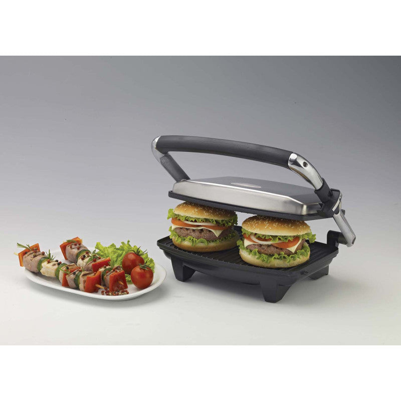 Piastra elettrica antiaderente - Per toast e sandwich - 1000W - Argento