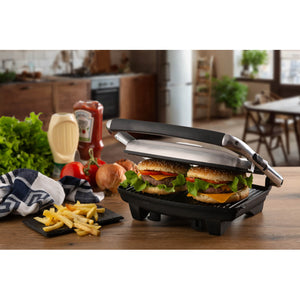 Piastra elettrica antiaderente - Per toast e sandwich - 1000W - Argento