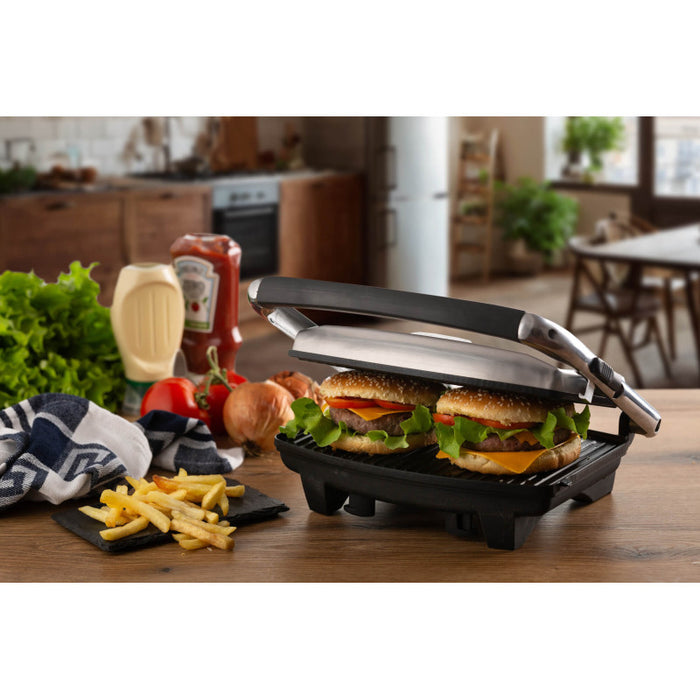 Piastra elettrica antiaderente - Per toast e sandwich - 1000W - Argento