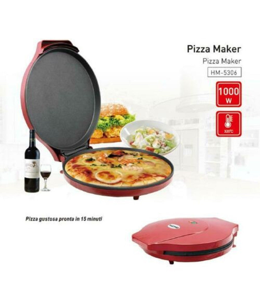 Piastra Elettrica Cuoci Pizza 850/1000watt Doppio Riscaldamento Cuoce In 15 Min.         
