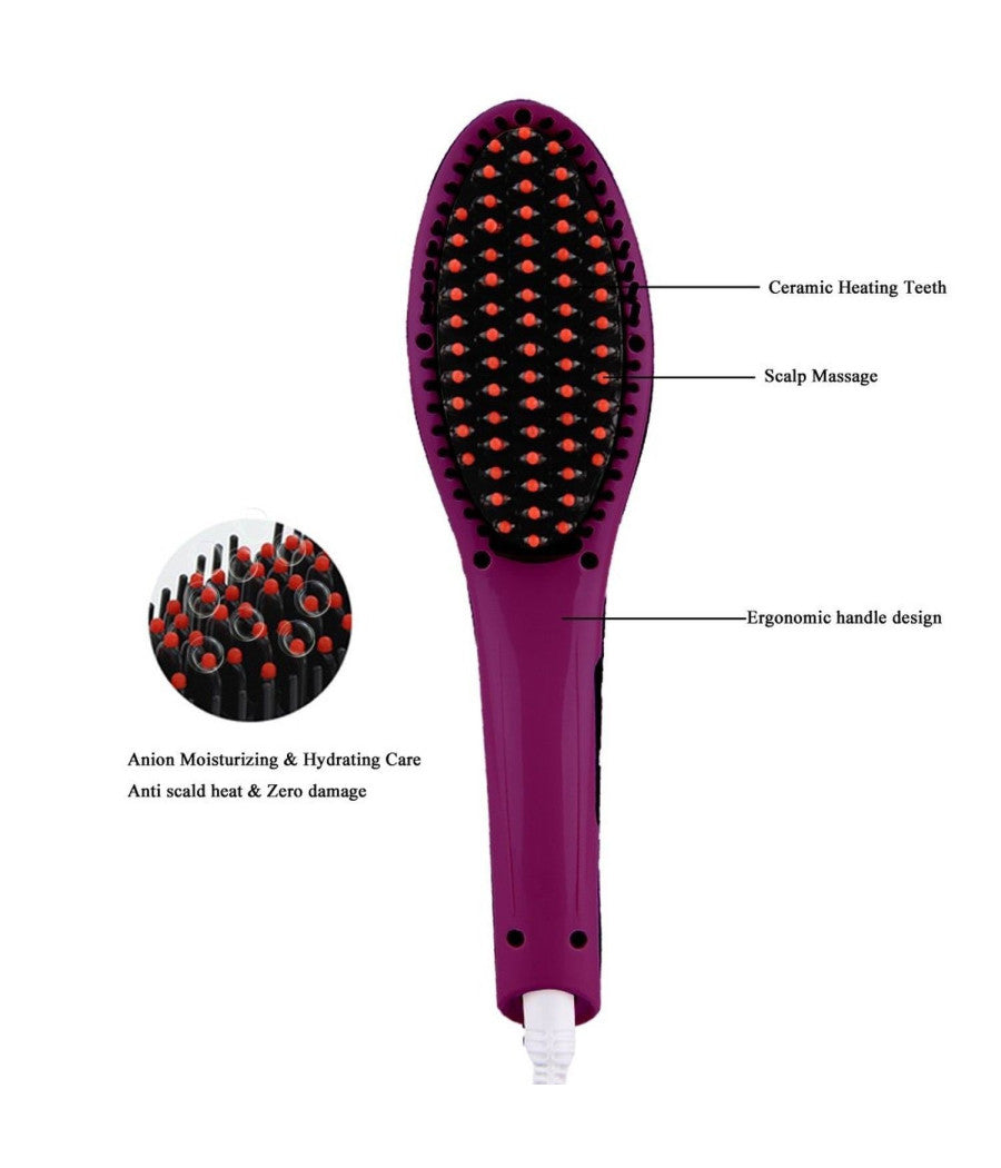 Piastra Elettrica Ionica Lcd Snoda Liscia Capelli Spazzola Temperatura 908         