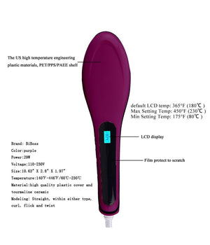 Piastra Elettrica Ionica Lcd Snoda Liscia Capelli Spazzola Temperatura 908         