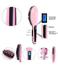 Piastra Elettrica Ionica Lcd Snoda Liscia Capelli Spazzola Temperatura Hqt-906         