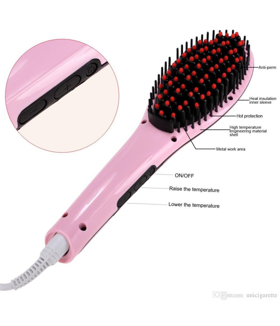 Piastra Elettrica Ionica Lcd Snoda Liscia Capelli Spazzola Temperatura Hqt-906         