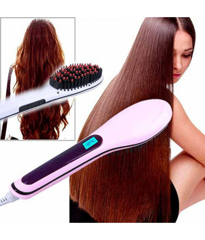 Piastra Elettrica Ionica Lcd Snoda Liscia Capelli Spazzola Temperatura Hqt-906         