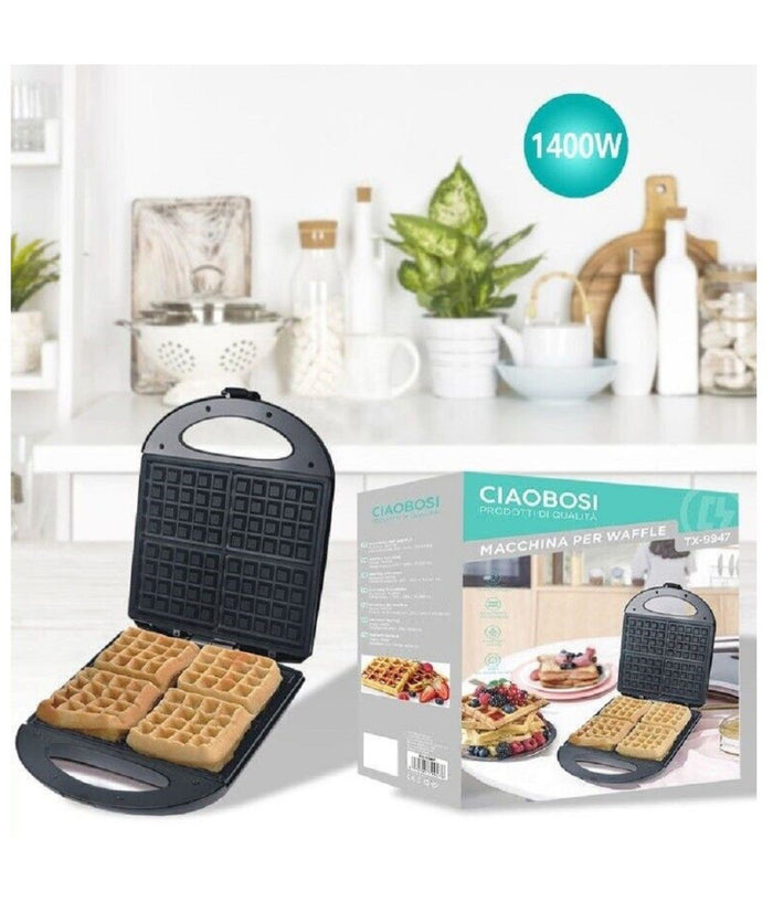 Piastra Elettrica Macchina Per Waffle 1400w Con Rivestimento Antiaderente Tx-9947         