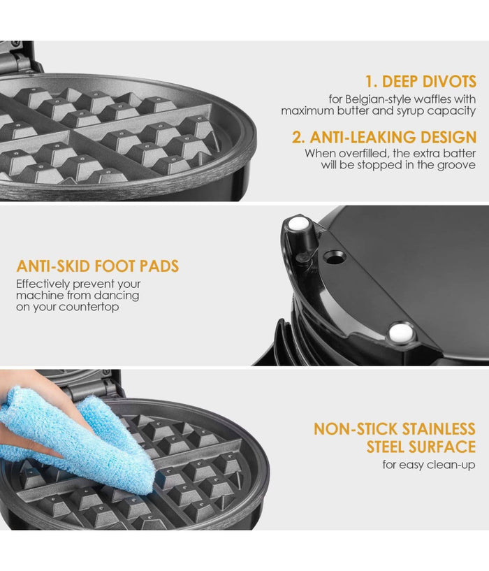 Piastra Elettrica Macchina Waffle Maker 1000w Griglia Piastre Antiaderenti Nero         