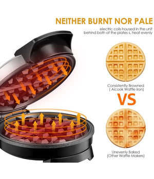 Piastra Elettrica Macchina Waffle Maker 1000w Griglia Piastre Antiaderenti Nero         