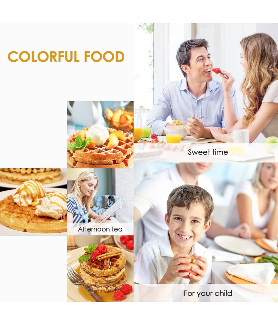 Piastra Elettrica Macchina Waffle Maker 1000w Griglia Piastre Antiaderenti Nero         